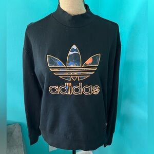 #62 EUC adidas Floral Pattern Pull Cord Waist Long Sleeve Pullover Sweatshirt